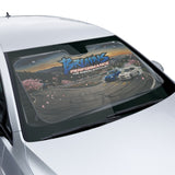 Car Sun Shade - 'Brown’s Performance' Scenic Drift Design (Fits Most Windshields)
