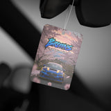 Car Air Freshener — Blue Sports Car Under Cherry Blossoms (BR0WNS Performance)