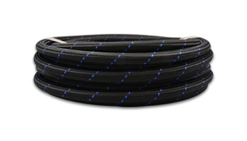 Vibrant -12 AN Two-Tone Black/Blue Nylon Braided Flex Hose (10 foot roll)