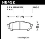 Hawk D1004 HPS Street Rear Brake Pads HAWKHB452F.545