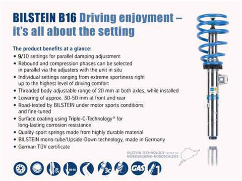 Bilstein B16 (PSS10) Front & Rear Performance Suspension System BIL48-249546