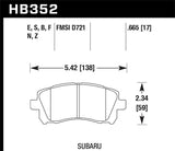 Hawk 02 WRX / 98-01 Impreza / 97-02 Legacy 2.5L / 98-02 Forester 2.5L D721 HPS Street Front Brake HAWKHB352F.665