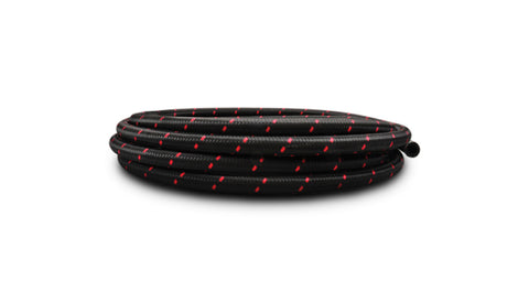 Vibrant -12 AN Two-Tone Black/Red Nylon Braided Flex Hose (5 foot roll)
