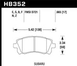 Hawk 02 WRX / 98-01 Impreza / 97-02 Legacy 2.5L / 98-02 Forester 2.5L D721 HPS Street Front Brake HAWKHB352F.665