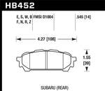 Hawk D1004 HPS Street Rear Brake Pads HAWKHB452F.545