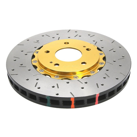 DBA 04-16 STi 10 Hole Front Drilled/Slotted 5000 Series 2 Pc Rotor w/Gold Hat DBA5654GLDXS-10