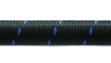 Vibrant -6 AN Two-Tone Black/Blue Nylon Braided Flex Hose (20 foot roll)