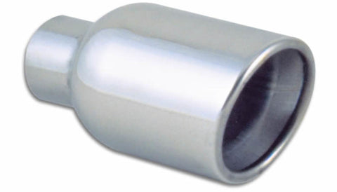 Vibrant 4in Round SS Exhaust Tip (Double Wall Resonated Angle Cut Rolled Edge)
